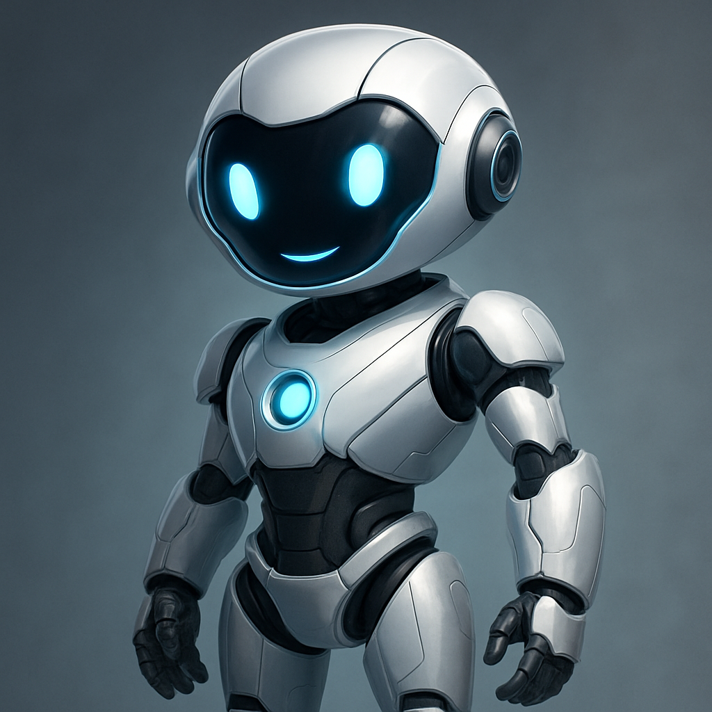 crie um robô futurista amigável elegante