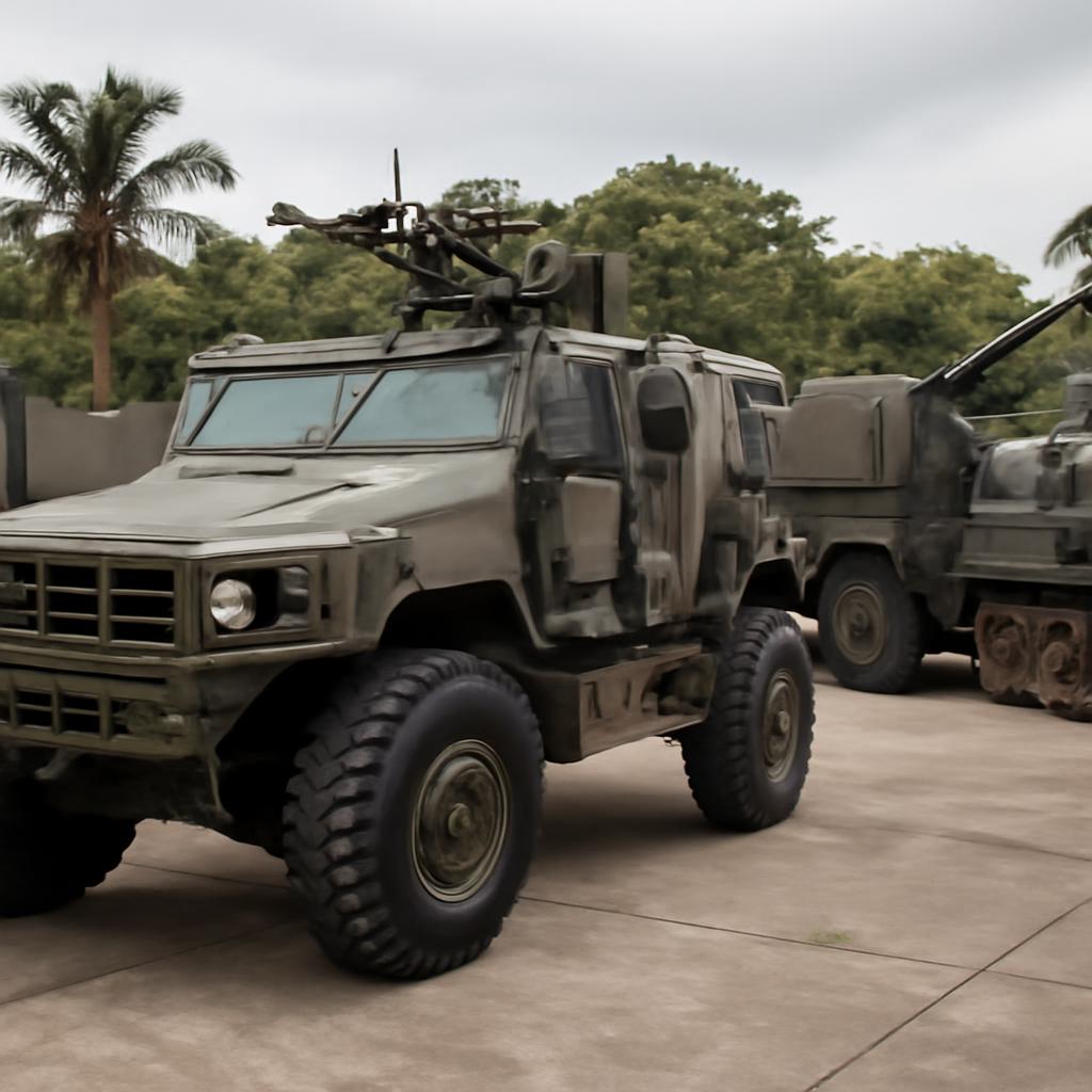Crie imagens origunais de veiculos militares ede guerra fabricafos no brasil imagens reais