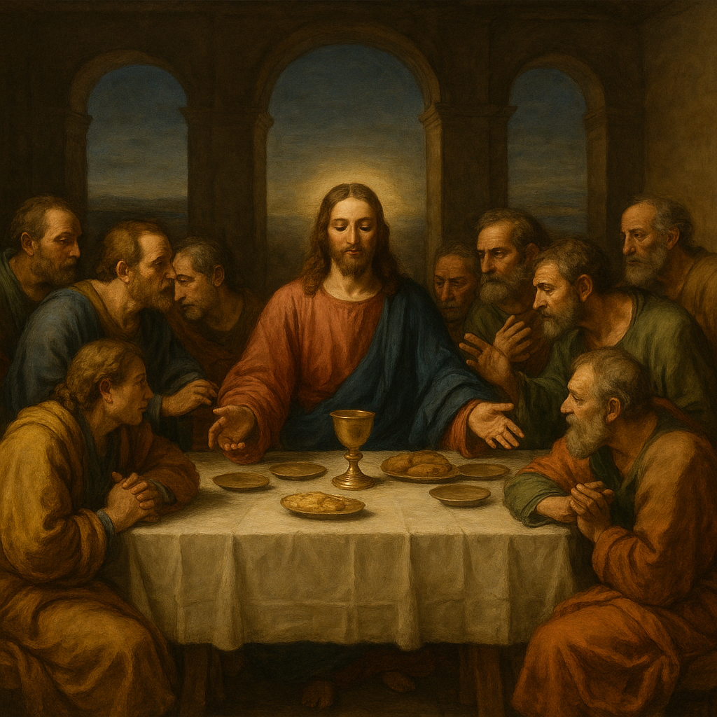 Crie uma imagem da santa ceia a melhor que voce ia fez