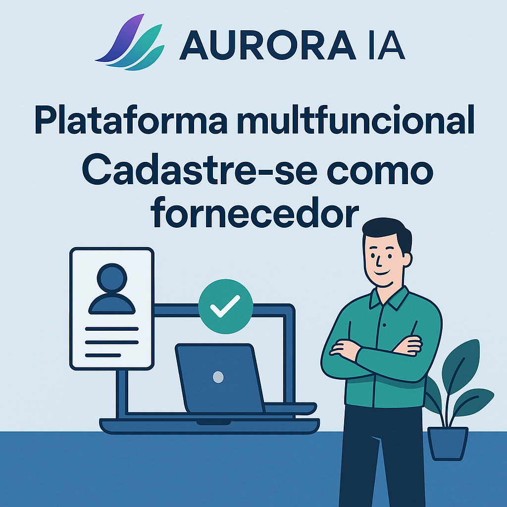 Crie uma imagem da aurora ia da plataforma multifuncional que hoje e um ecosistema entre e cadastre como
Fornecedor