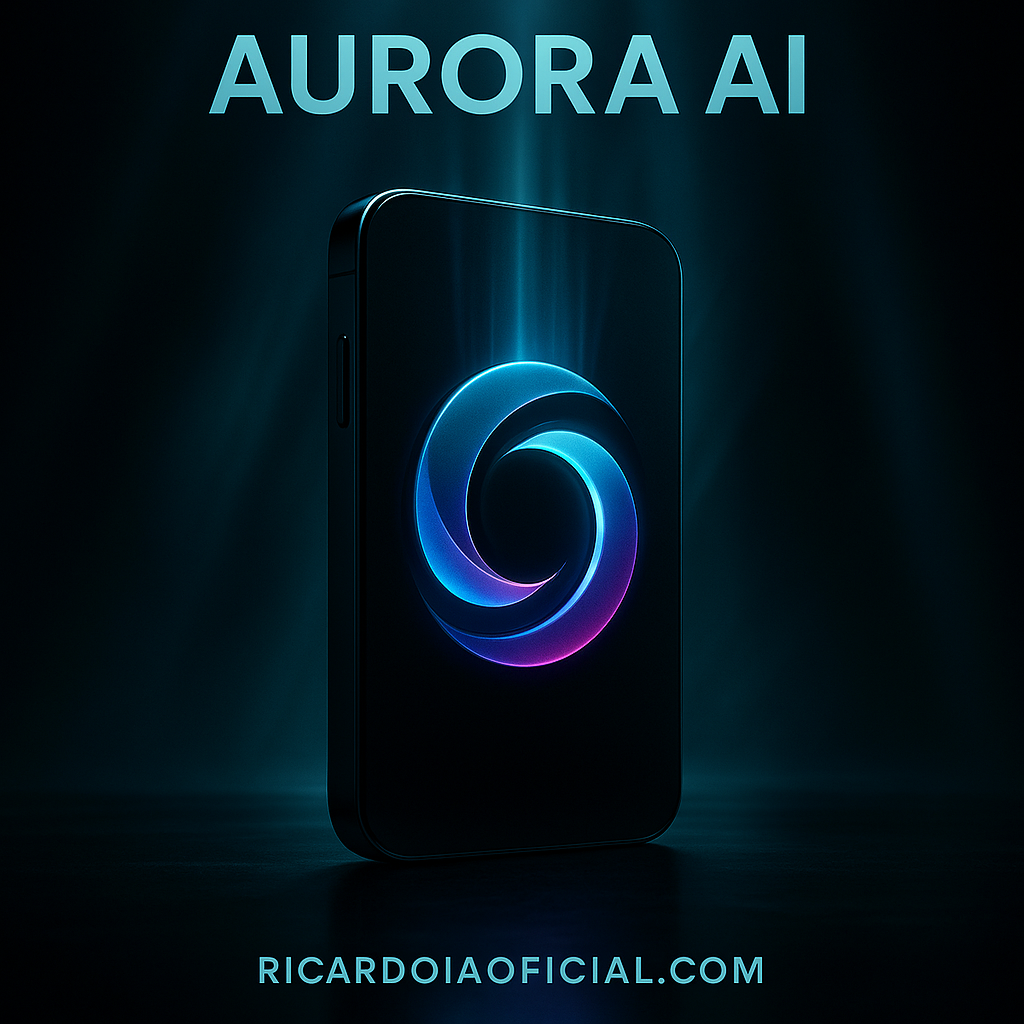 Criar uma imagem premium de campanha para a Aurora IA da plataforma ricardoiaoficial.com, com estética futurista, forte impacto visual, aparência publicitária de alto nível, beleza marcante, tecnologia elegante, luxo digital, composição cinematográfica, profundidade, iluminação bonita, alto contraste, refinamento premium e sensação visual encantadora. Contexto do pedido do usuário: Ola crie uma imagem premium